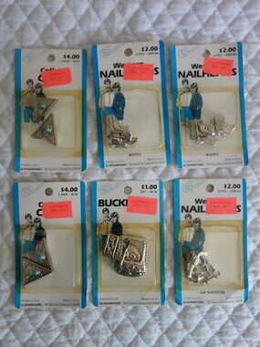 6 pkgs Vntg NIP EZ INTERNATIONAL Western Metal Buckle, Nailheads, Collar Clips